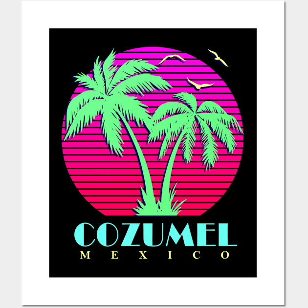 Cozumel Mexico Palm Trees Sunset Wall Art by Nerd_art